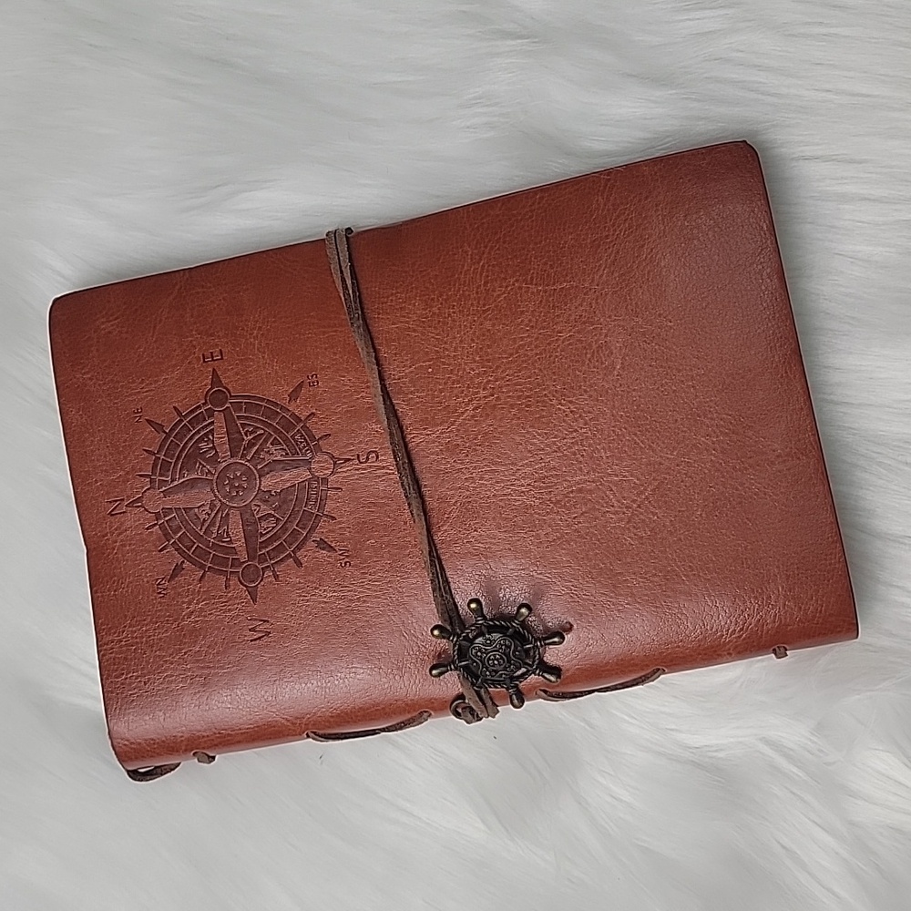 Nautical NeW Faux Leather Compass Rose Embossed‎ Refillable Paper Diary Notepad